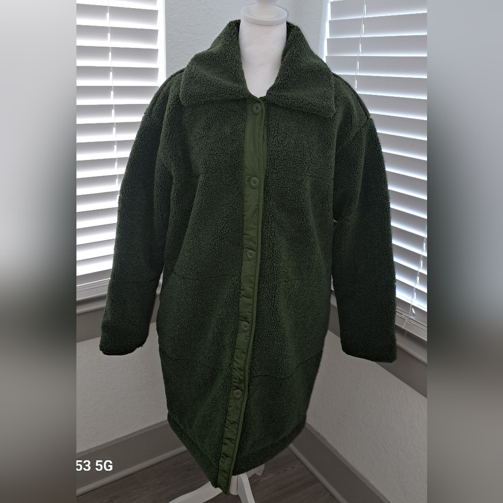 Goodthreads Women's Gorgeous Green Pea Coat Sherpa. Thick & Warm. Size Medium.